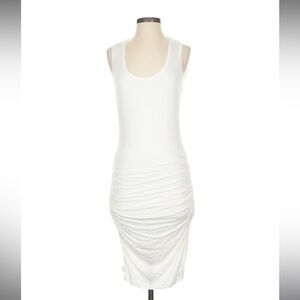 VENUS White XL Sleeveless Fitted Ruched Dress